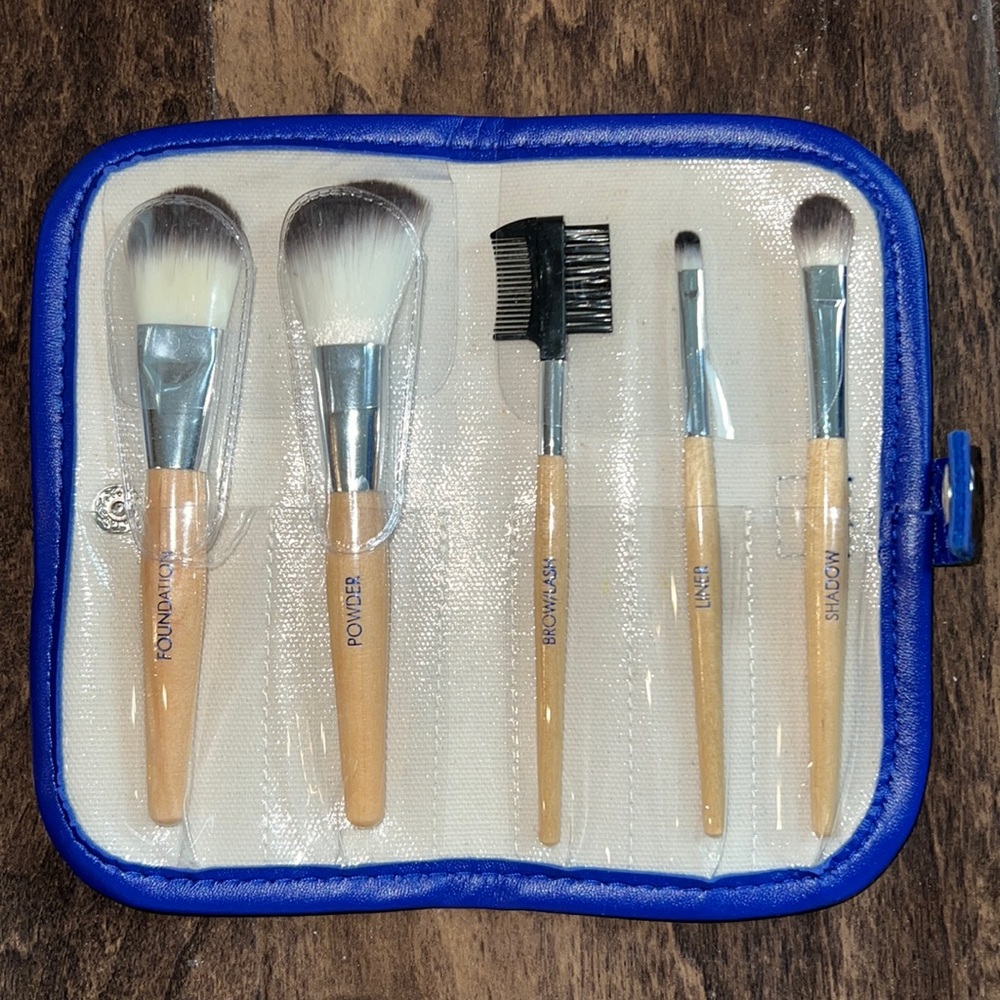 Bloomingdales Makeup Brush Blue Beige Canvas Case